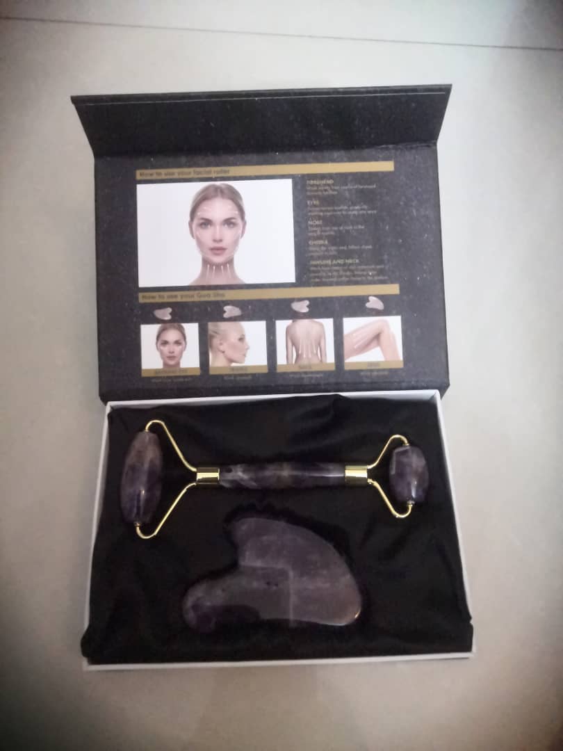 100% Natural Amethyst Jade and Gua Sha Set - The only Authentic Amethyst in Nepal
